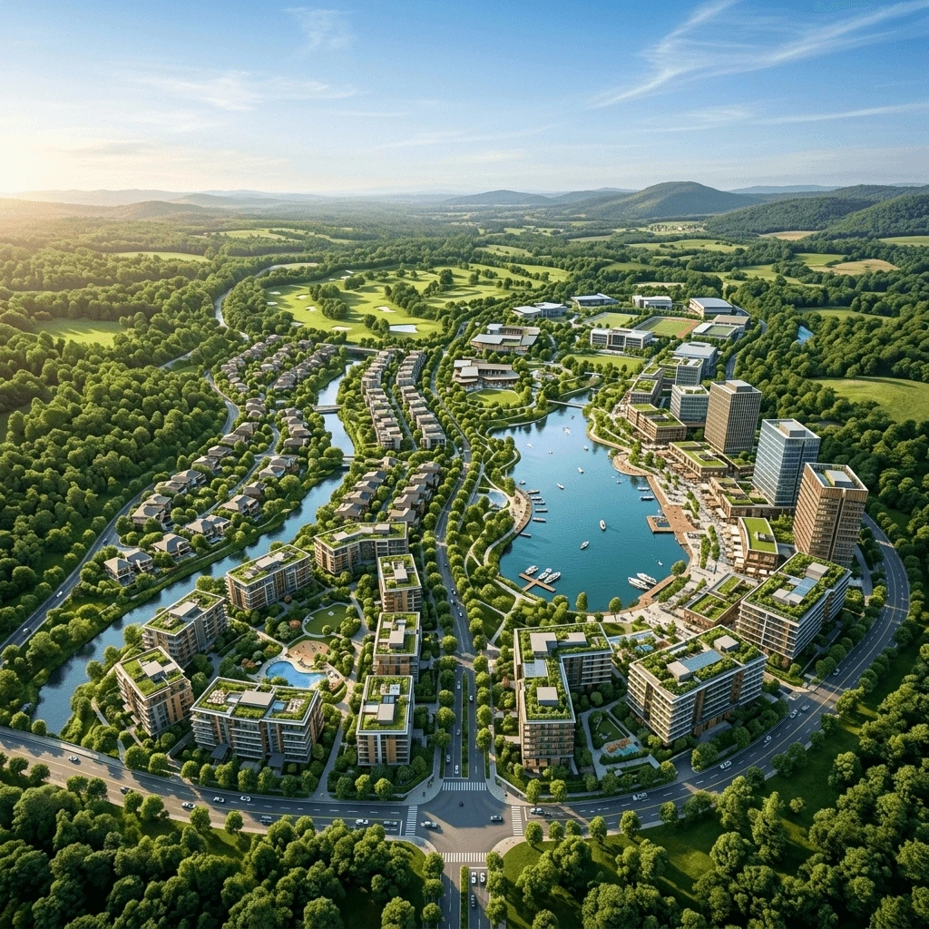 Panoramic Lakeside Township Masterplan